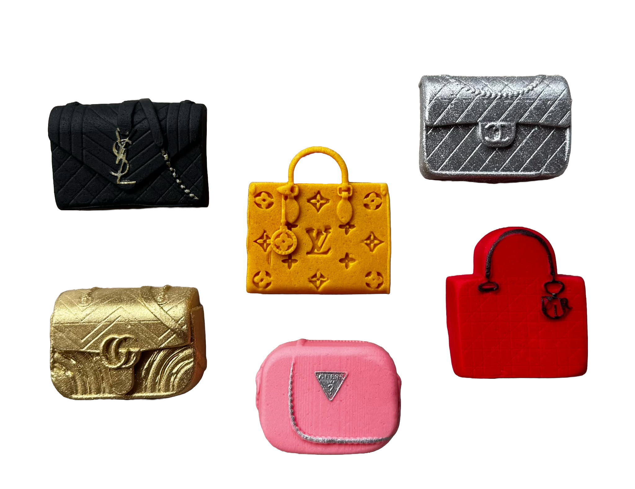 Sæt med 6 spiselige sukkerpasta dekorationer, Tasker Sukkerpasta Decorations Nati Shop