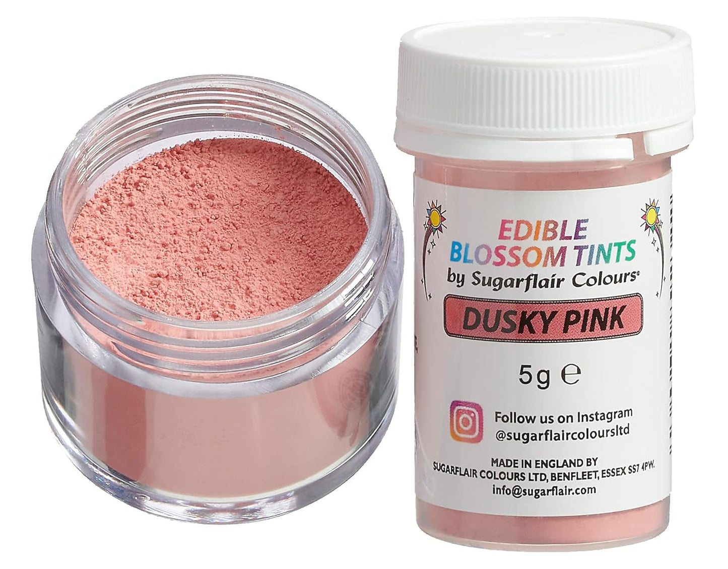 Sugarflair Blossom Tint Dusky Pink Madfarvepulver - Madfarvepulver til kagepynt, fondant, glasur, chokolade, smørcreme, macarons og mere - 5G