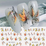 6 Blatt Herbst Nagelsticker,Ahornblatt Selbstklebend Nagelaufkleber,Herbst Nail Sticker,Nageldesign Tilbehør,Nail Art Sticker,Selbstklebende Deko Für Nägel