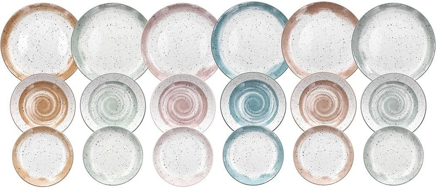 Sienna bordservice til 6 personer, 18 stykker, porcelæn, flerfarvet