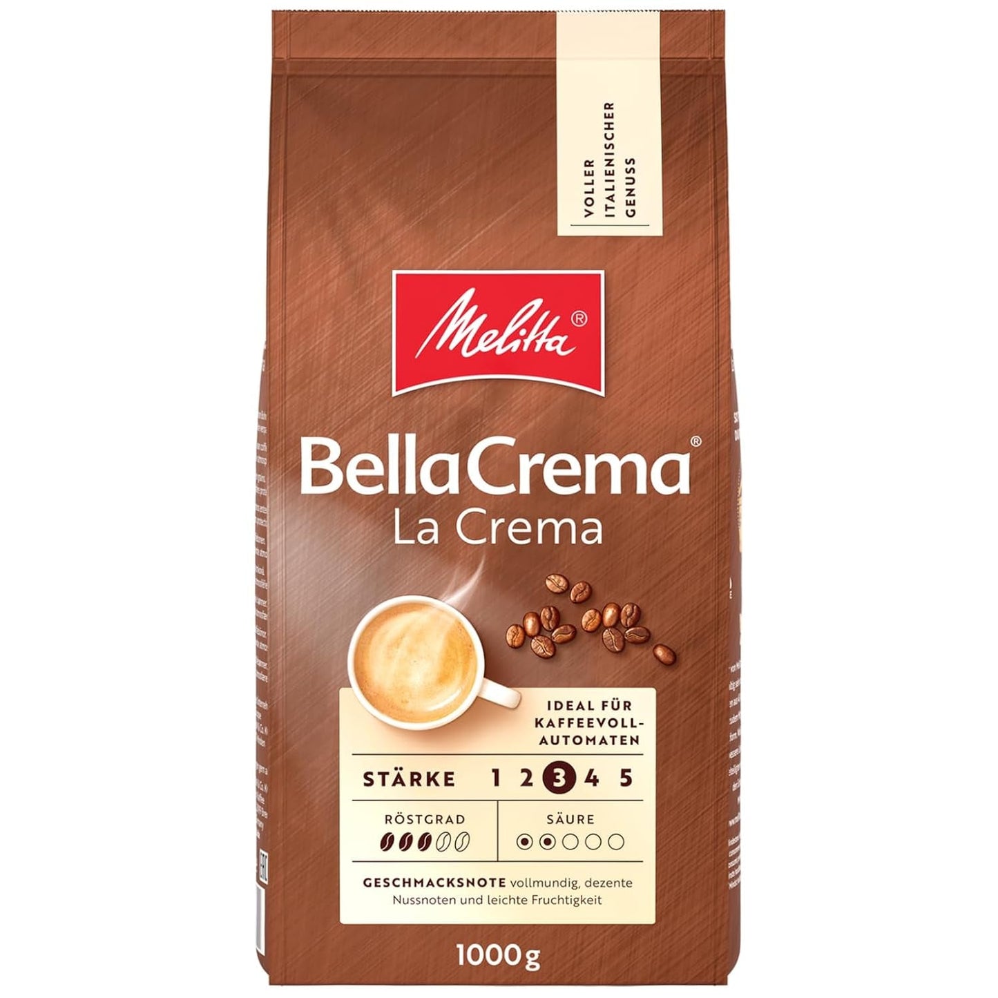 3 Melitta BellaCrema La Crema kaffebønner, mellemristet, 1 kg hver