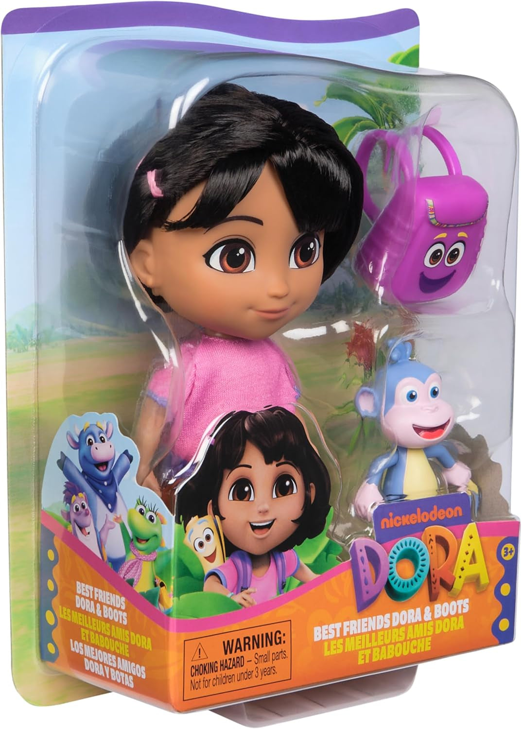 DORA - Best Friend Doll - Størrelse 22cm, med kambart hår, taske og abestøvler, kendt fra den populære tv-serie, til børn fra 3 år og opefter