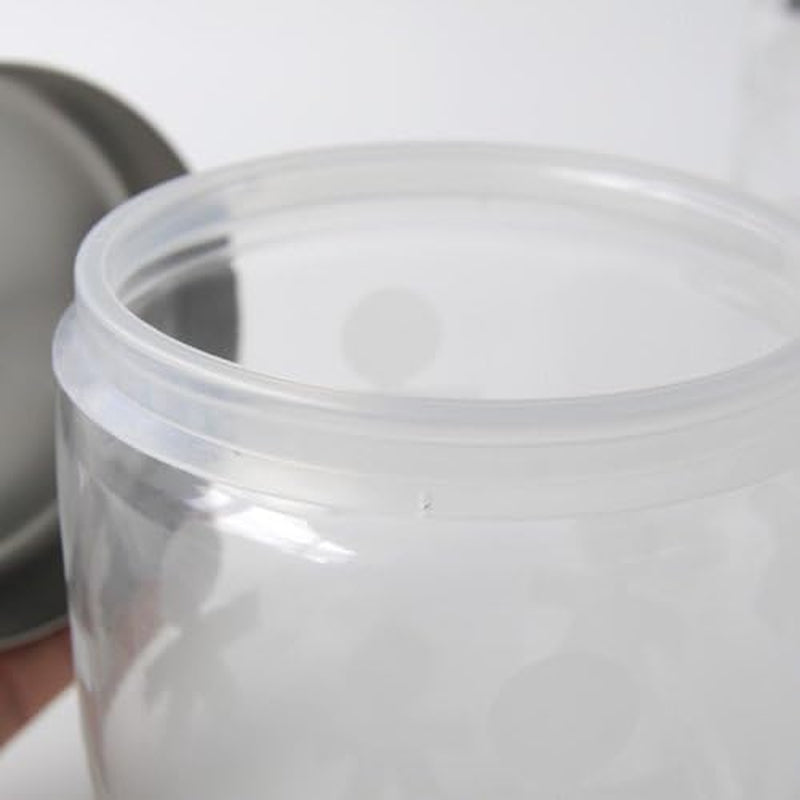 Alessi AKK37 GIROTONDO Køkkenkrukke i glas med påtryk og forseglet låg i rustfrit stål, L 21,6 cm, H 10,5 cm Fødevarekasser Naty Shop