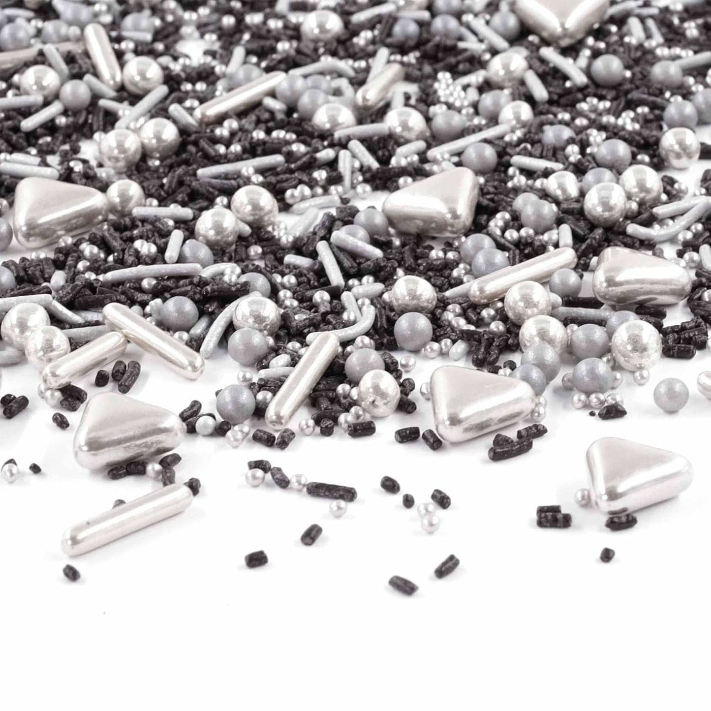 Streusel Glück Black Beauty, Mix Sprinkles Sølv - Sort, 90 gram Sprinkles Naty Shop 90 gram