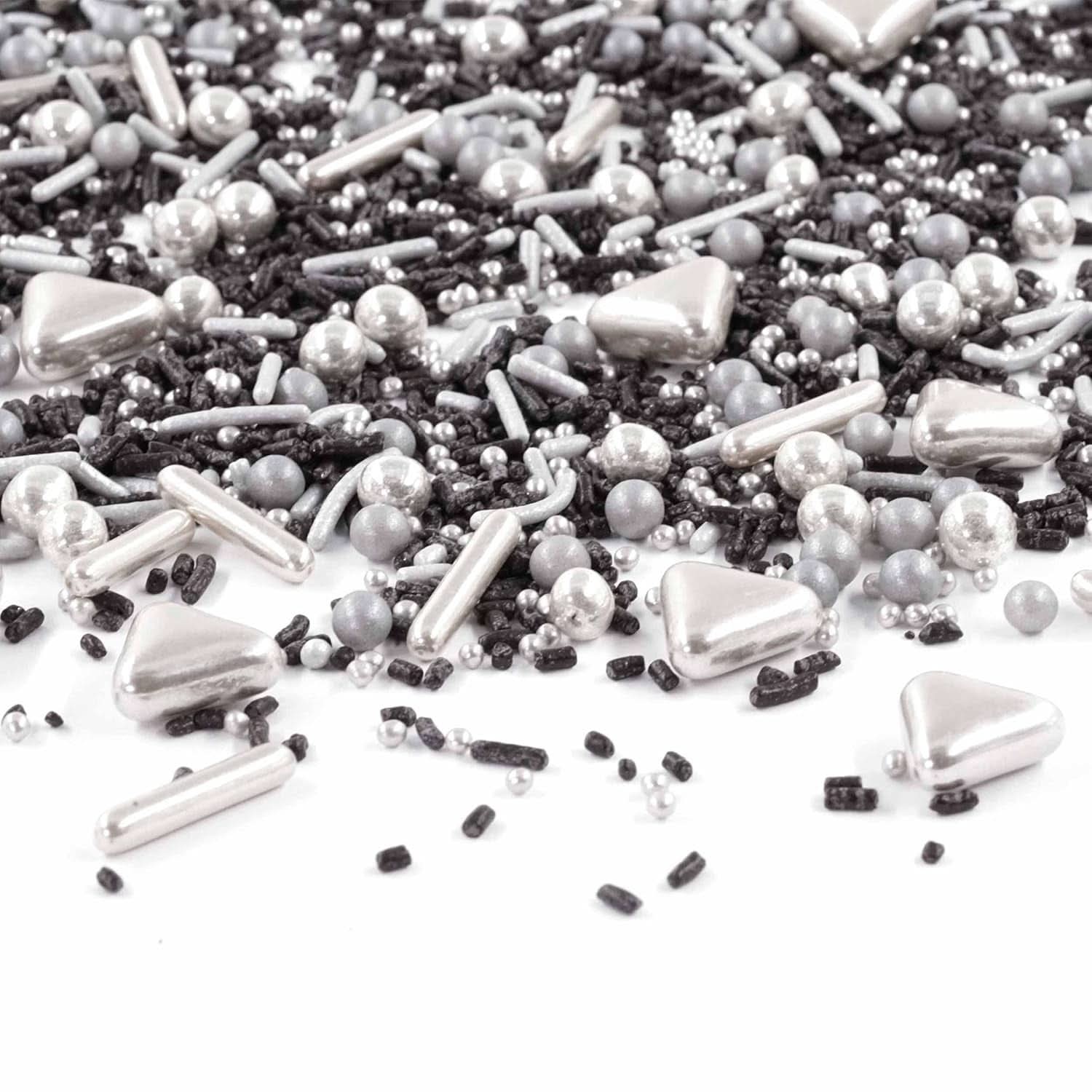 Streusel Glück Black Beauty, Mix Sprinkles Sølv - Sort, 90 gram Sprinkles Naty Shop 90 gram