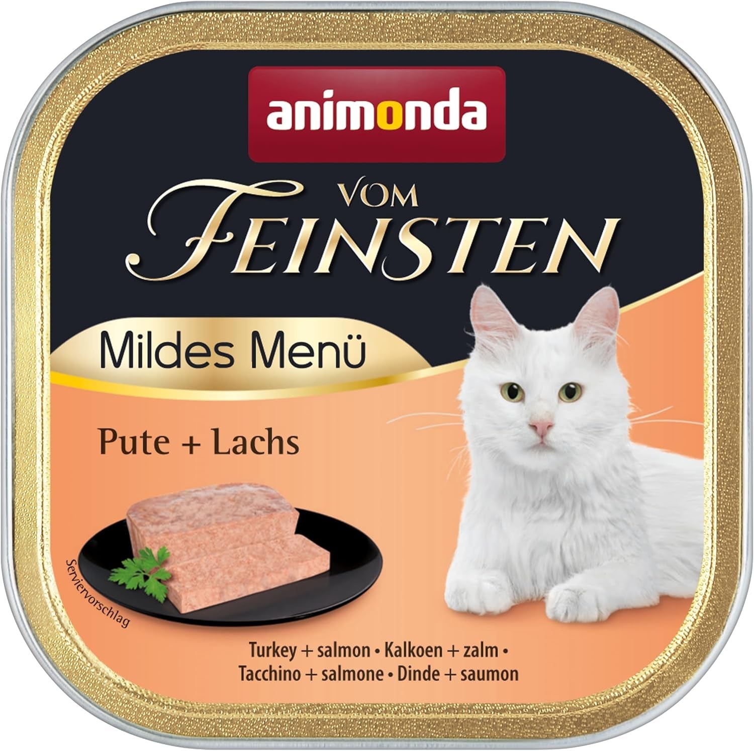 animonda vom Feinsten Mild Menu Mild Variety (32 x 100 g), kornfri, sukkerfri våd kattefoder, letfordøjeligt foder med kalkunkød