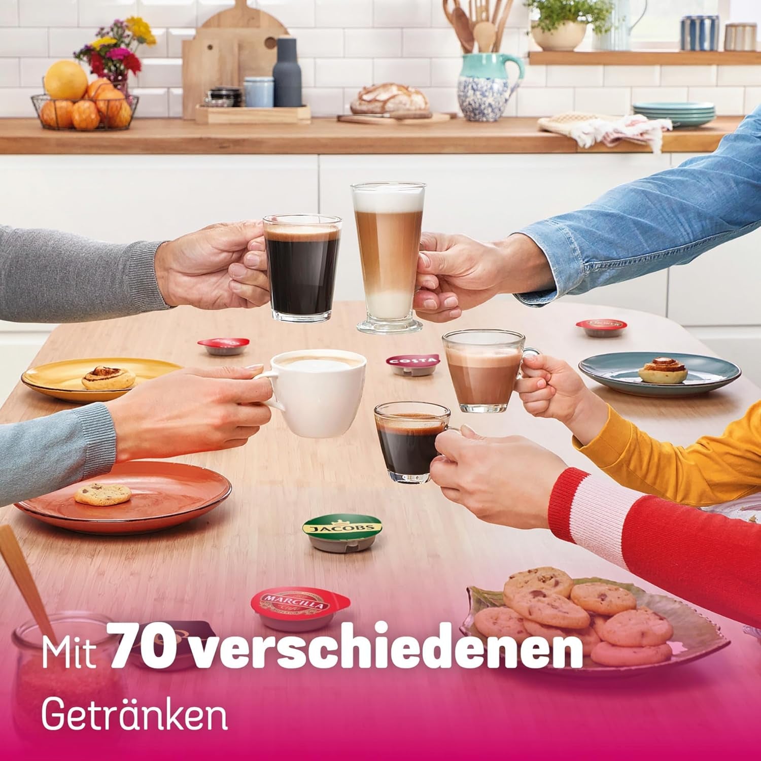Bosch Tassimo Happy Friendly TAS102E Kapsel Espressomaskine, 70+ drikkevarer, Velegnet til alle kopper, Auto-Stop, Bæredygtig, Perfekt Dosering, Pladsbesparende, 1400W, Sort