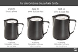APS Milk Pitcher - Højkvalitets mælkekande med non-stick belægning, lavet af rustfrit stål - Perfekt til opskumning af mælk - Universal karaffel, sort, 600 ml