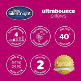 Silentnight Ultrabounce pude, hvid, mikrofiber, hvid, 2-pak Naty Shop standard puder