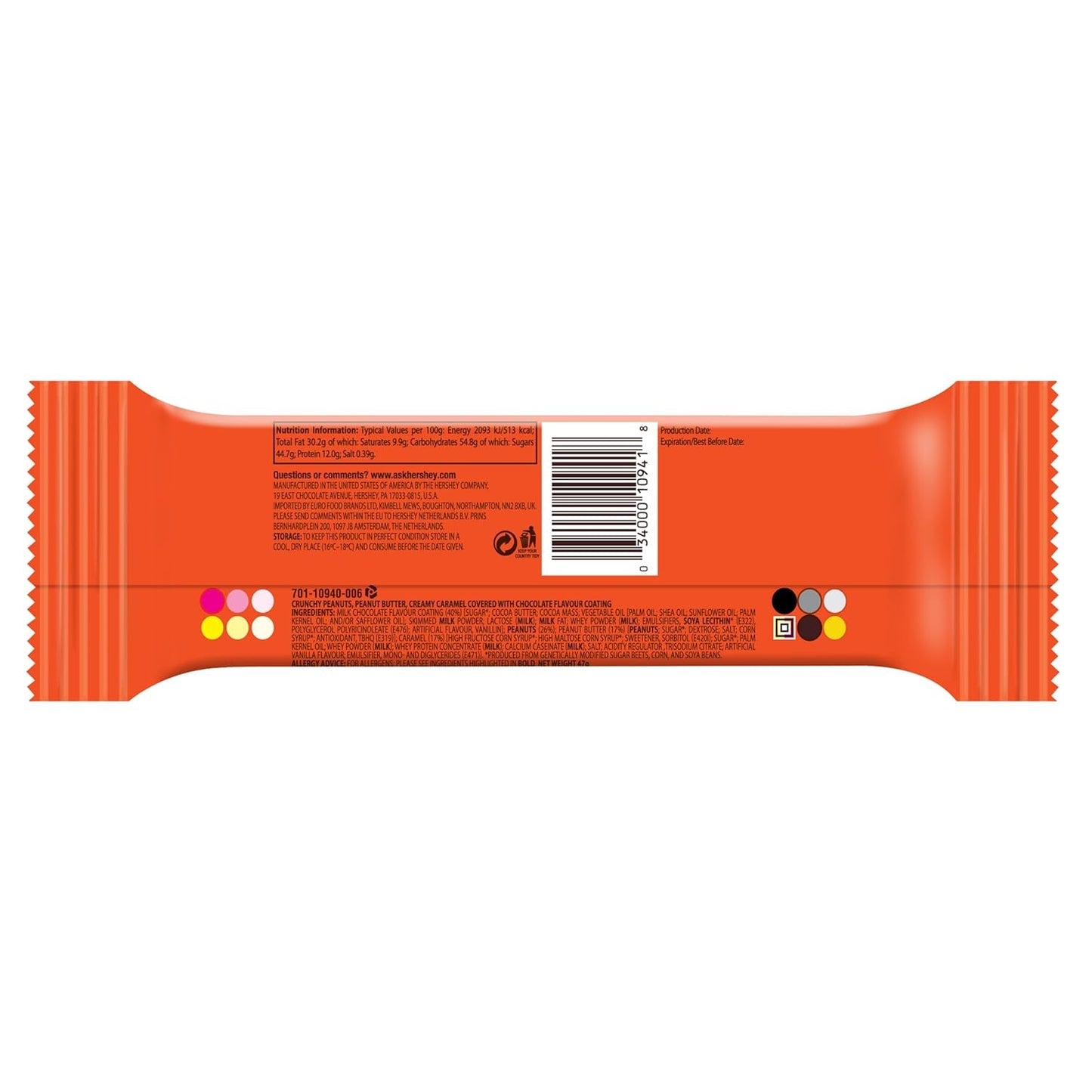 Nutrageous Peanut Butter - Peanut Butter Chokoladebarer: 18 stykker (18 x 47g)