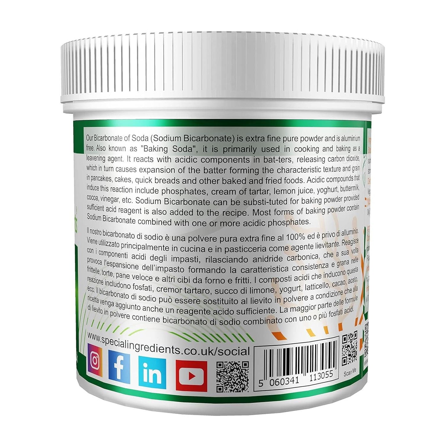 Særlige ingredienser Natriumbikarbonat - Premium Quality Extra Fint Pulver, Vegansk, Gvo-Frei, Glutenfrei - Recycelbarer Behälter Kitchen Naty Shop