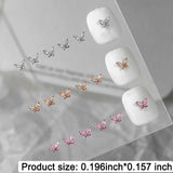 Mini Butterfly Zircon Nail Nøgleringe Y2K Hvid Champagne Pink Rhinestone Krystal Sommerfugl Nøgleringe Negle 3D Butterfly Nail Design Nøgleringe Butterfly Negle Dekoration Nail Art Nøgleringe Negle Accessories