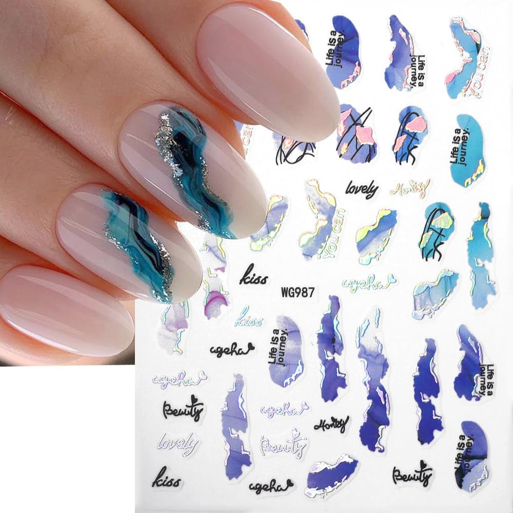 6 farver marmor negle stickers bronzer sølv selvklæbende klistermærker bloom marmor negle stickers 3D marmor negle stickers design tilbehør negle art stickers negle stickers sæt negle folie