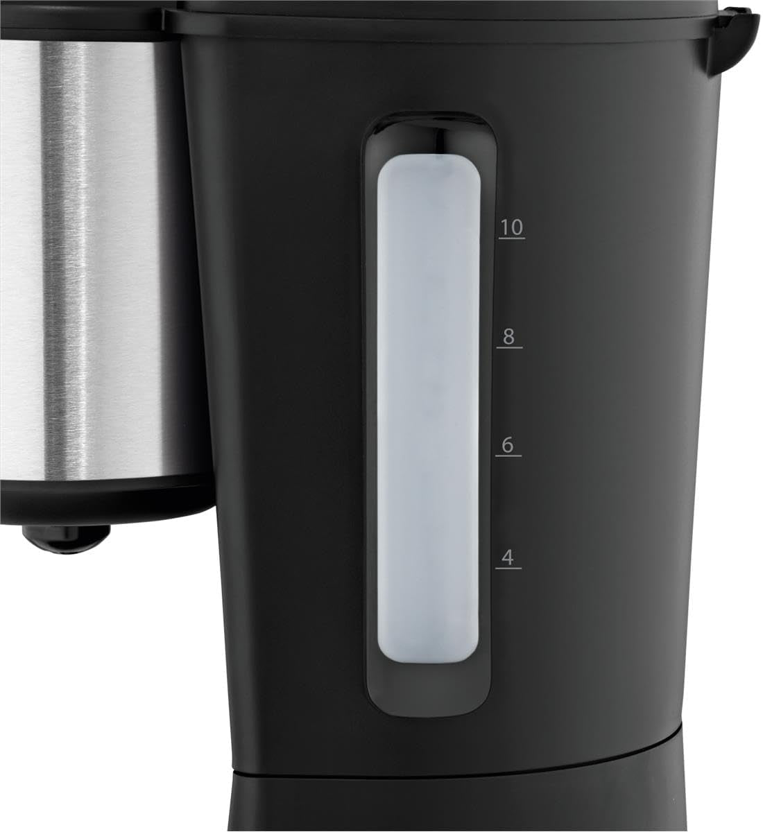 WMF Bueno espressomaskine med glaskaraffel, filterkaffe, 10 kopper, tænd/sluk-knap, anti-drypsystem, oscillerende filter, automatisk stop, varmeplade, 1000W