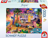Schmidt Spiele 58573 Jeff Haynie, Mit Dem Wohnwagen Am Meer, puslespil 1000 brikker Puslespil Naty Shop Standard titel