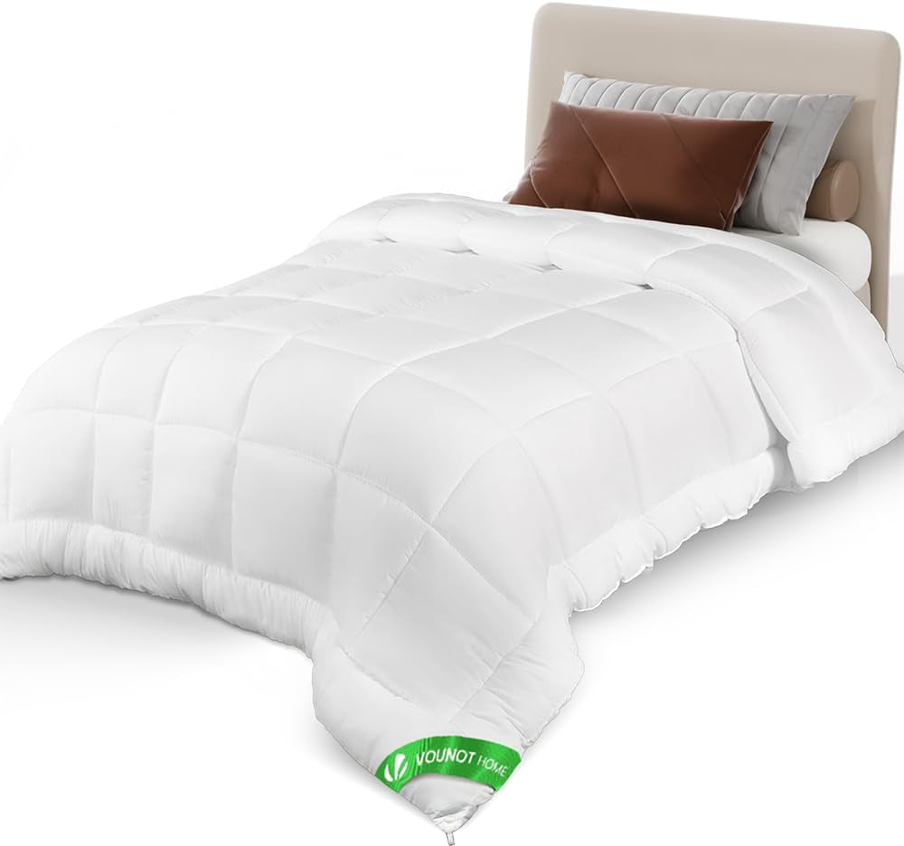 VOUNOT Dyne 155X200Cm, 4 Sæsoners Vinterdyne Sæt med 2 500GSM, bestående af 2 dyner knyttet sammen Tilpasningsdyne til sommer og vinter, Oeko-Tex Standard Dyner og dyner Naty Shop Let sommertæppe 155X200Cm