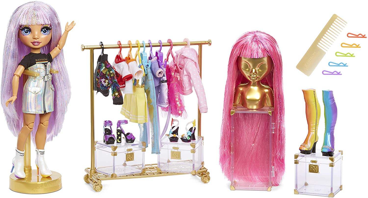 Rainbow High 571049 Fashion Studio - Eksklusiv dukke med tøj, tilbehør og 2 skinnende parykker - Skab over 300 outfits!
