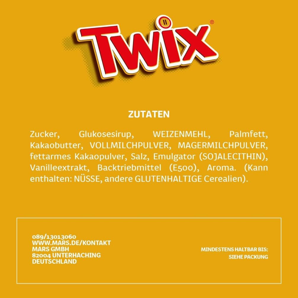 Twix hvide chokoladebarer; karamel, kiks, hvid chokolade; flere pakker chokolade; 5 barer (5 x 46 g)