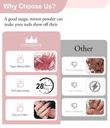 BISHENGYF Rose Gold Chrome Nail PowderNeue Upgrade Grosse Kapazitä Chrom PulverSuper-Spiegeleffekt Metall Mirror Chrome Powder – Neon Glassy Pearl Effect Glitter Nagelkunst Pulver Für DIY Salon