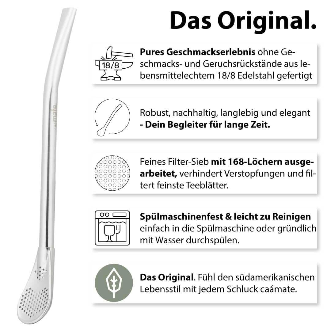 Mate Bio tesæt ● 3 sortimenter af Mate + Dobbeltvægget Mate-krus i rustfrit stål + Bombilla + Brygningsinstruktioner (sort)