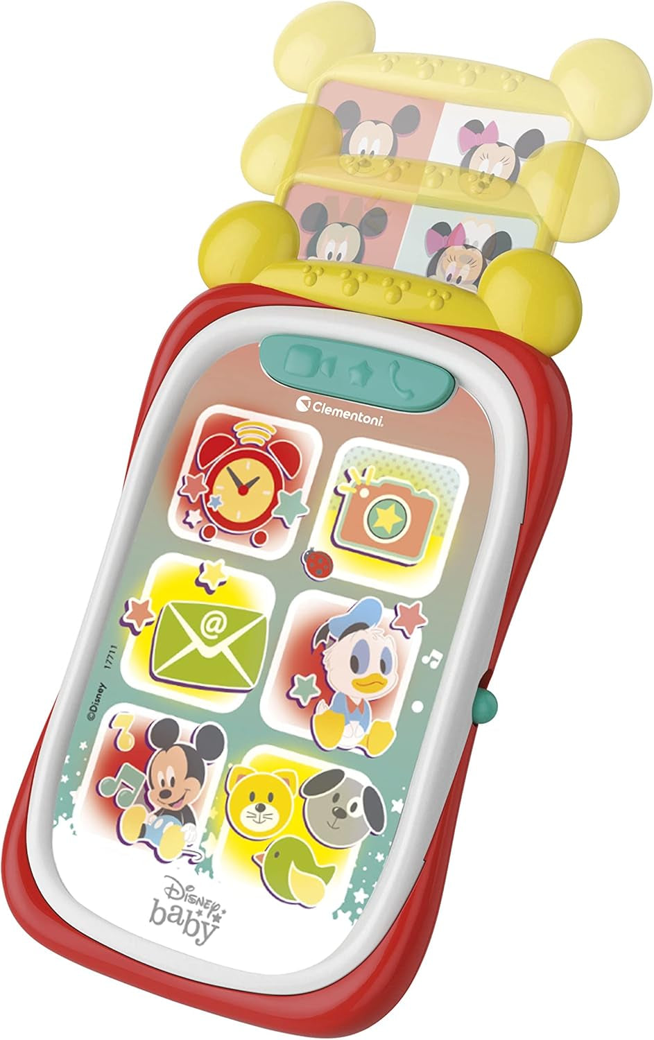 Clementoni 17711 Disney Baby Baby Mickey Smartphone, Børnemobiltelefon med lys og lydeffekter, Interaktivt legetøj til børn 9-36 måneder, M, Multicolor Bebe Toys Naty Shop