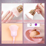 2 Blumen-Make-Up-Binsels, 1 Waschschüssel, Nail-Art-Staubpinsel, Foundation-Make-Up-Binsels, Nail-Art-Make-Up-Pinsels-Zubehör
