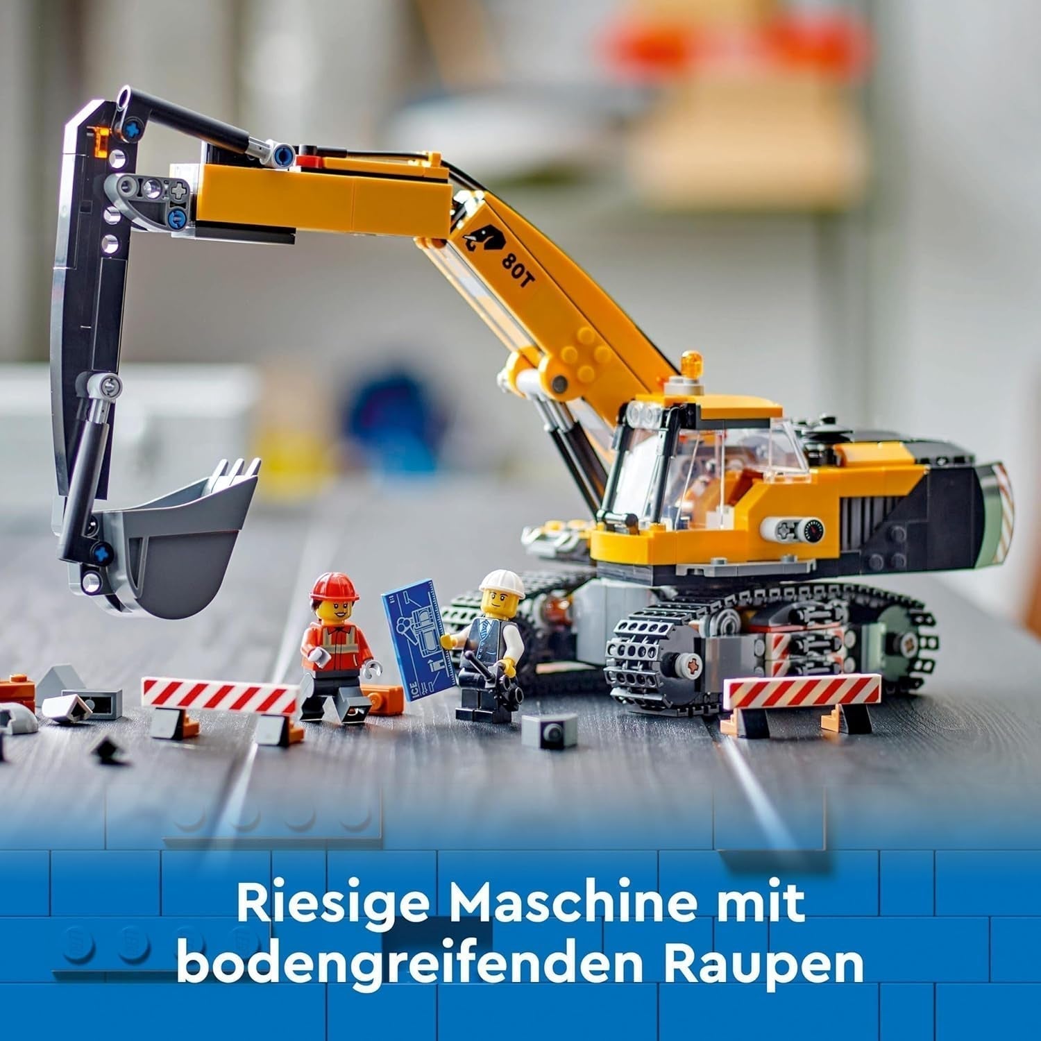 LEGO City larvegravemaskine, legetøjsgravemaskine til børn fra 8 år, byggelegetøj med gravemaskinemodel, bygbar lastbil med tilbehør og 3 minifigurer 60420 Byggesæt Besuche den LEGO-Store