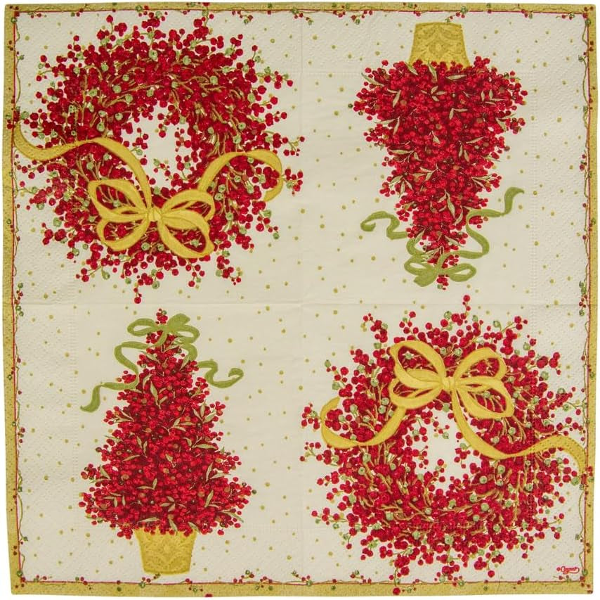 8070C trelags papirservietter, 20 stykker, 25 x 25 cm, peberbær