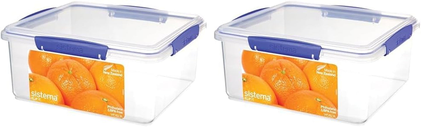 KLIP IT-system Fødevareopbevaringskrukke 5 liter stabelbar lækagetæt opbevaringsbeholder med låg Køle/fryser Egnet BPA-fri plastik blå klips 1 stk (2 pakke) Naty Shop madopbevaringsbokse Standardtitel