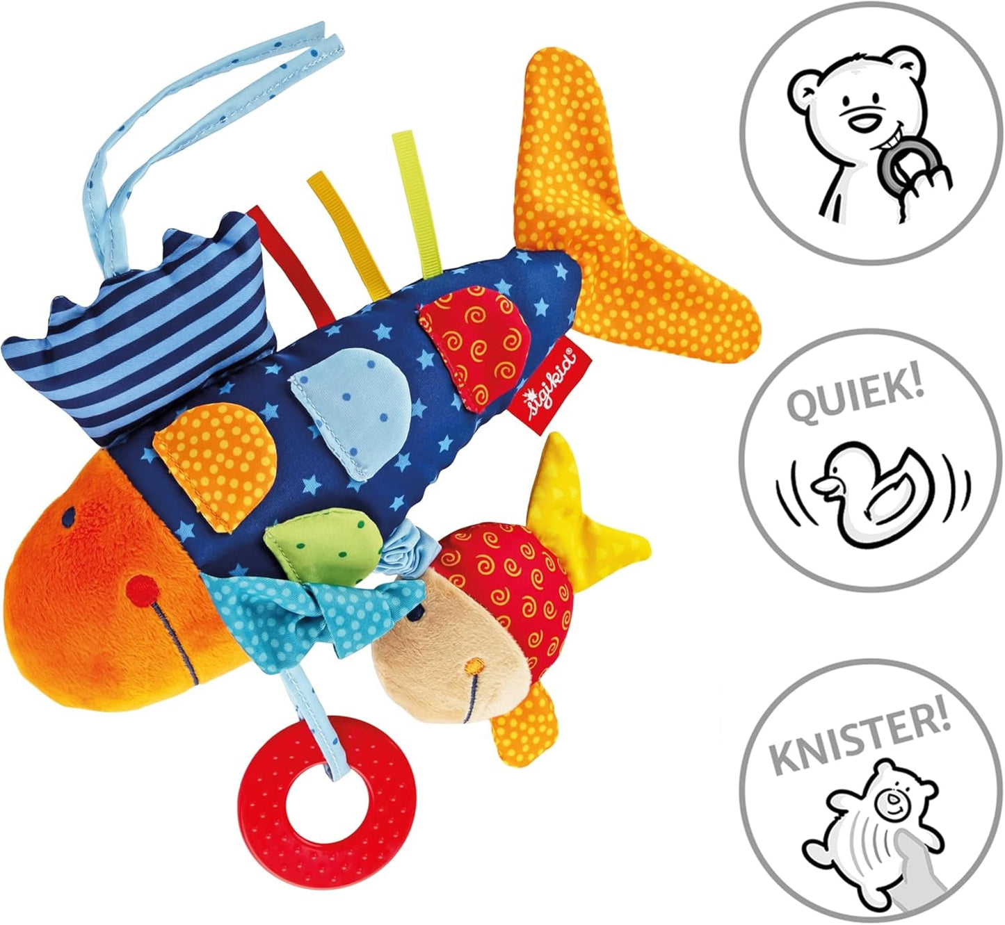 SIGIKID 40104 Aktiv fisk Babyaktivitet PlayQ Legetøj til børn piger og drenge anbefales fra 3 måneder flerfarvet Babylegetøj Naty Shop
