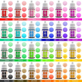 24 farver madfarve - flydende madfarve til bagning af kager, småkager, macarons, dekoration og madlavning - levende madfarve til airbrushing, fondant - 6 ml hver