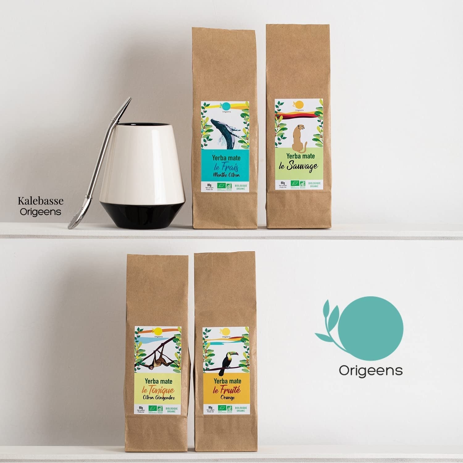 ORIGEENS BIO MATE TE GAVESÆT X4 I Yerba Mate Bio 4X80G I Yerba Mate tesæt, gaveidé