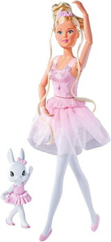 Simba 105733603 - Steffi Love Dancing Ballerina, Steffi som ballerinadukke med dyreven og roterende nederdel, legedukke 29 cm, fra 3 år