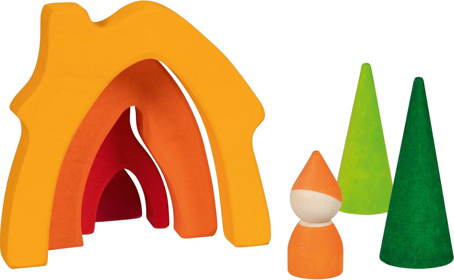 Goki 58427 - Dværghus - Goki Evolution - Lavet af højkvalitets ahorntræ - 7 dele - Farverig vandbaseret maling - Made in Europe Dukkehuse Naty Shop