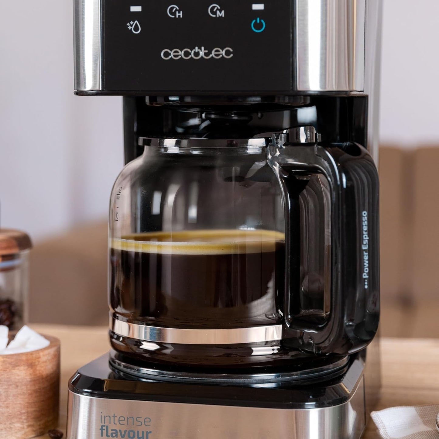Espresso med filter Cecotec Coffee 66 Drop and Touch, effekt 950 W, 1,5 L, 12 kopper, touchskærm, glaskaraffel, 24-timers timer, 6 kontakter, genanvendeligt mesh-filter