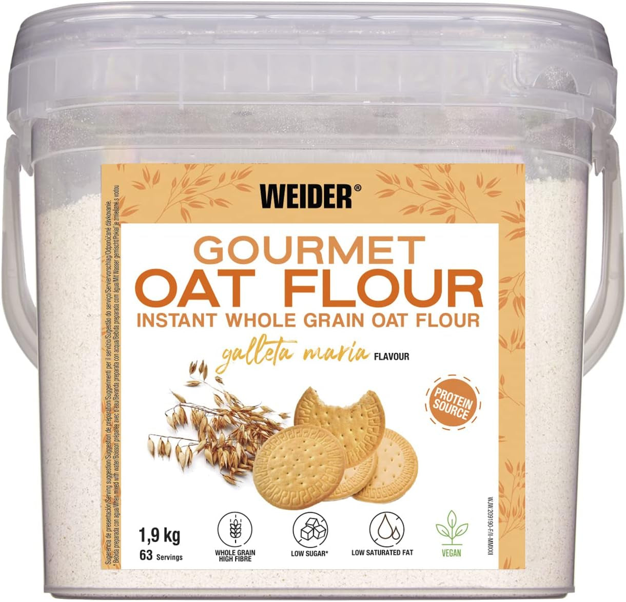 Weider Gourmet Oatmeal (1,9 kg) browniesmag. Fuldkorns havregryn. Proteinkilde med lavt sukkerindhold.