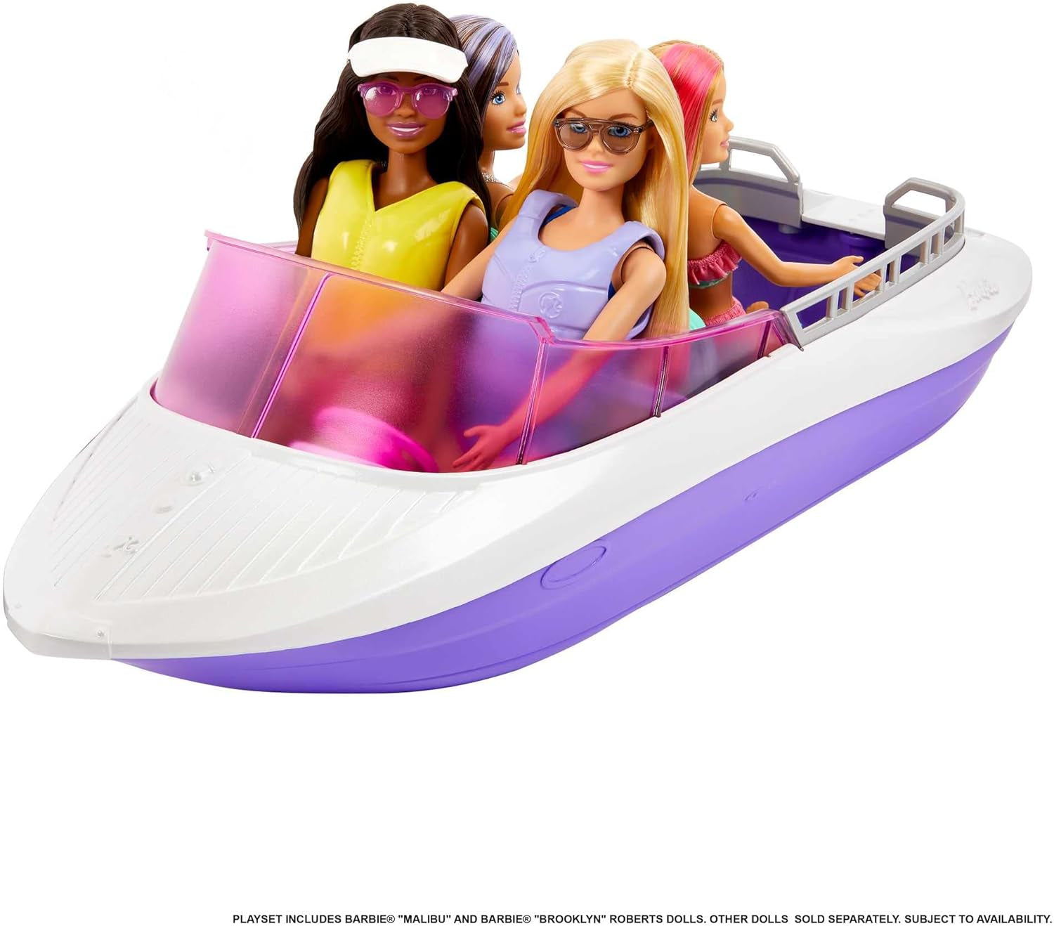 Barbie HHG60 - Havfruemotorbåd med 2 dukker (blond/brunette) og forskelligt tilbehør, legetøj til børn fra 3 år og opefter