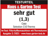 CASO Selection C 10 Thermo Design kaffemaskine – Rustfrit stålhus, 1,2 l isotermisk karaffel (10 kopper), berøringsknapper og timer, Aroma PLUS funktion, permanent filter, anti-dryp filter