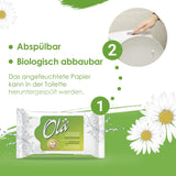 OLA vådt toiletpapir - (1X40 stk.) Vådservietter - kamilleekstrakt og mælkesyre, vaskbar, følsom hud - 40 stk.