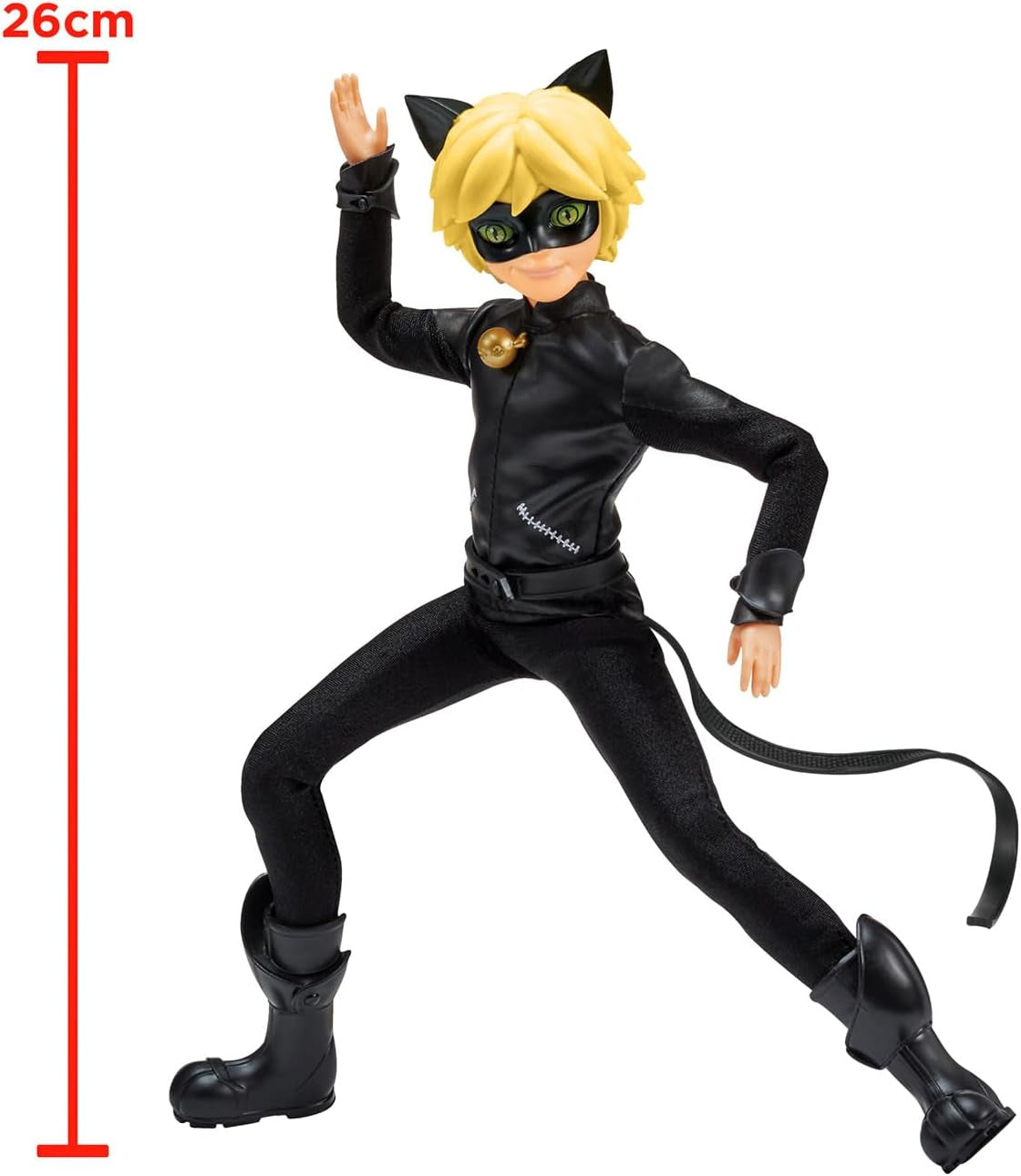 BANDAI - Miraculous Mariehøne - 26 cm Mannequin Doll - Motan Noir - Officielt licenseret Miraculous - Motan Noir Artikuleret Dukke - Legetøj fra 4 år og opefter - P50002