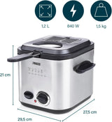 Princess 182611 Mini Fondue Frituregryde - Hurtig opvarmning - Lugtfilter - 1,2 liters kapacitet, sølv Hvidevarer Naty Shop
