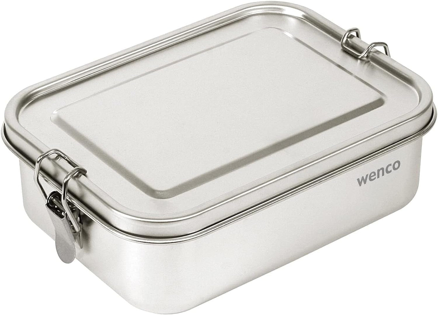 Wenco Rustfrit Stål Madkasse 2 Rum Stor Kapacitet 850ml Madkasse Vandtæt Opvaskemaskine Tåler Inklusiv erstatnings Silikonering 18,5 x 14 x 5,5 cm Sølv (2 Pakke) Naty Shop Mad Opbevaringsbokse 850 Ml