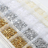 GZMAYUEN 920 stk Guld Sølv Flatback Perlen Für Nägel, Halbrunde Weiße Beige Nail Perlen, Kleine Halbrunde Flatback Perlen Für DIY Nail Art Decor