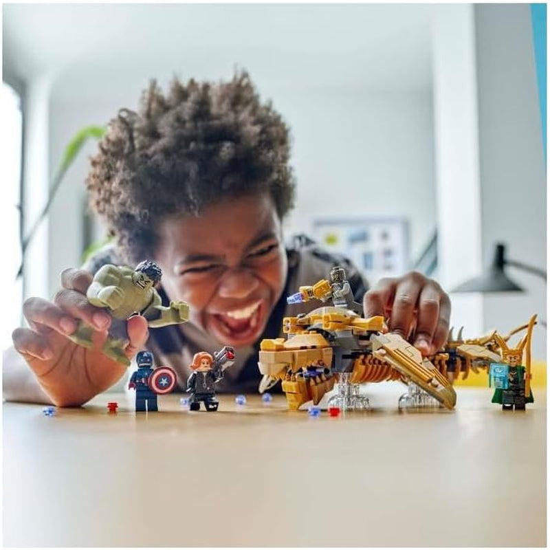 LEGO Marvel Avengers vs. Leviathan byggelegetøjssæt med Hulk og Captain America, Loki, Black Widow og Chitauri Minifigurer Avengers Legesæt til drenge og piger 7+ 76290 Byggesæt Besuche den LEGO-Store