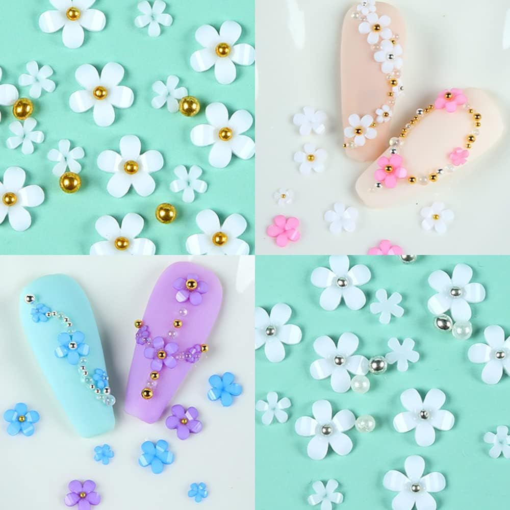 3D blomsternegle, 6 gitter, blomsterneglebetræk, akrylnegle-rhinestones, negletilbehør, DIY-forårsnegledekorationer