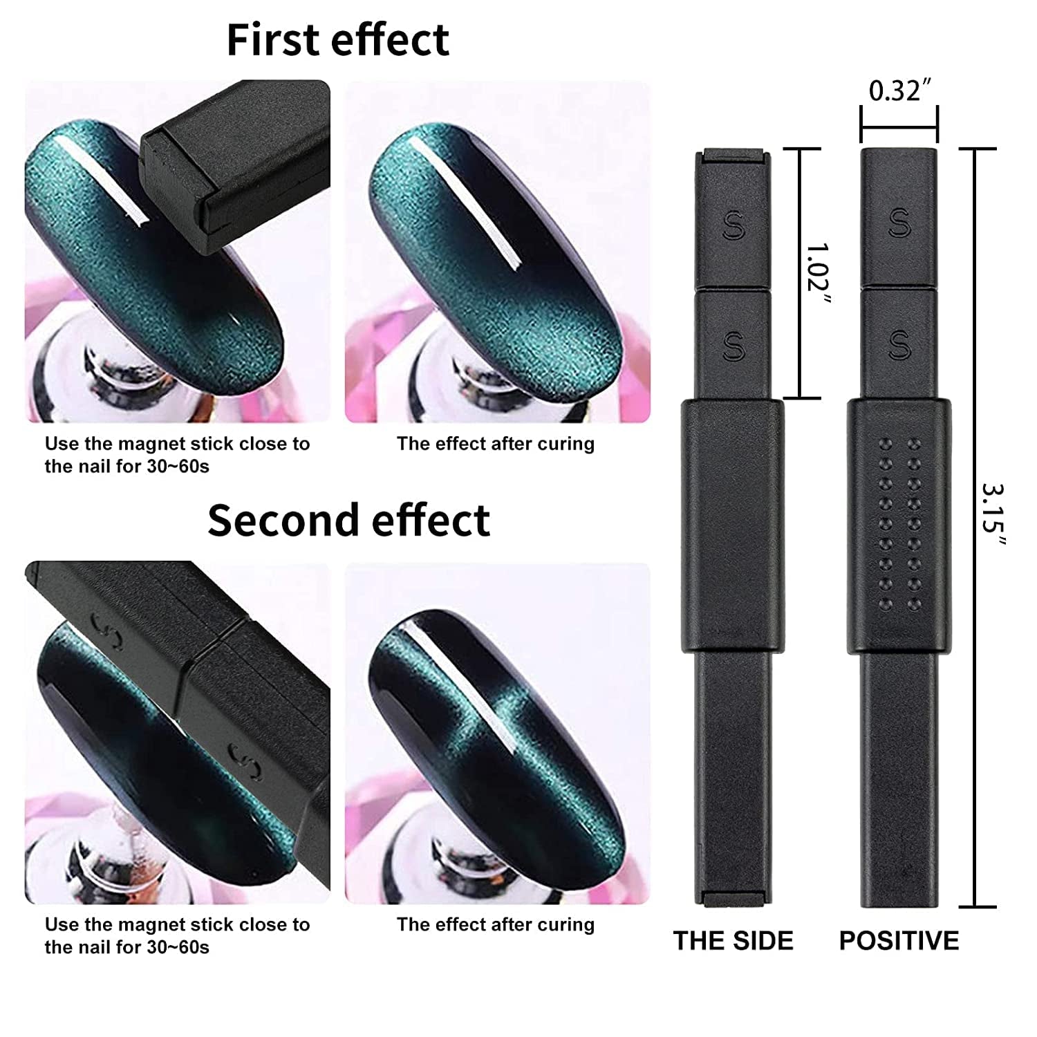 Nail Art Werkzeug Magnetstift, 10 Stück Nagel Magnet Stick Tool Set, Nagel Magnet Stift Og Starker Magnet Lager Punktierungsstifte Für DIY 3D Magnetics Katzenauge UV Gel Polnisch Nagel Kunst