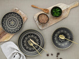 CreaTable, 23588, MANDALA GOLD Series - Sort, 12-delt porcelænssæt, tallerkensæt i porcelæn, Tåler opvaskemaskine og mikroovn, kvalitetsfremstilling