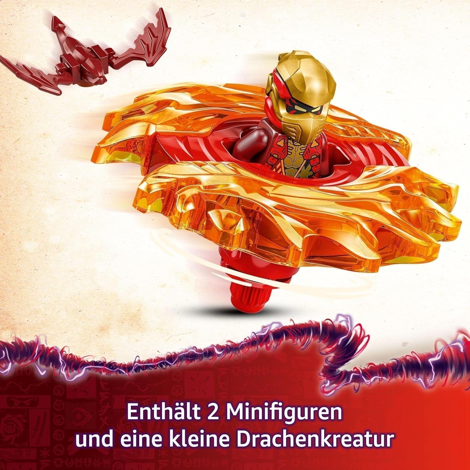 LEGO NINJAGO Kais Drage Spinjitzu Spinner - Action Ninja Legetøj med 2 Minifigurer - Lille legesæt til børn - Gaveidé til drenge og piger fra 6 år og opefter 71823 Byggesæt Besuche den LEGO-Store