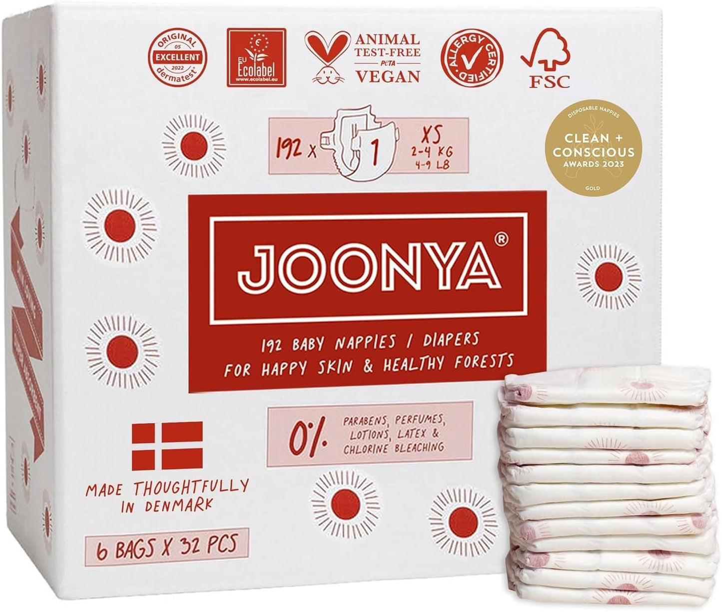 Babybleer, størrelse 3M (4-8 kg) - 1 pose med 28 - Ingen skadelige stoffer, miljøvenlig, højabsorberende, velegnet til natbrug, ultratynde og bløde - Fremstillet i Danmark