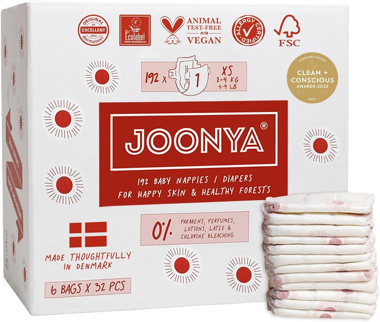 Babybleer, størrelse 3M (4-8 kg) - 1 pose med 28 - Ingen skadelige stoffer, miljøvenlig, højabsorberende, velegnet til natbrug, ultratynde og bløde - Fremstillet i Danmark